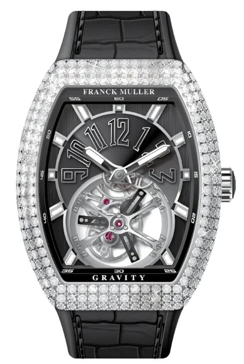 Best FRANCK MULLER Vanguard Gravity Tourbillon Stainless Steel White Diamonds V 41 T GRAVITY CS D (NR) (AC) (NR NR AC) Replica Watch